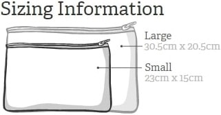 Studio pouch sizing information