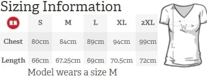 Women's Fitted V-Neck T-Shirts sizing information-min
